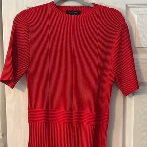 Red Ribbed Knit Dress